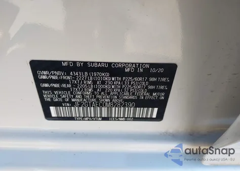 2021 Subaru Crosstrek Premium z USA, uszkodzony, nr VIN JF2GTAEC0M8282390